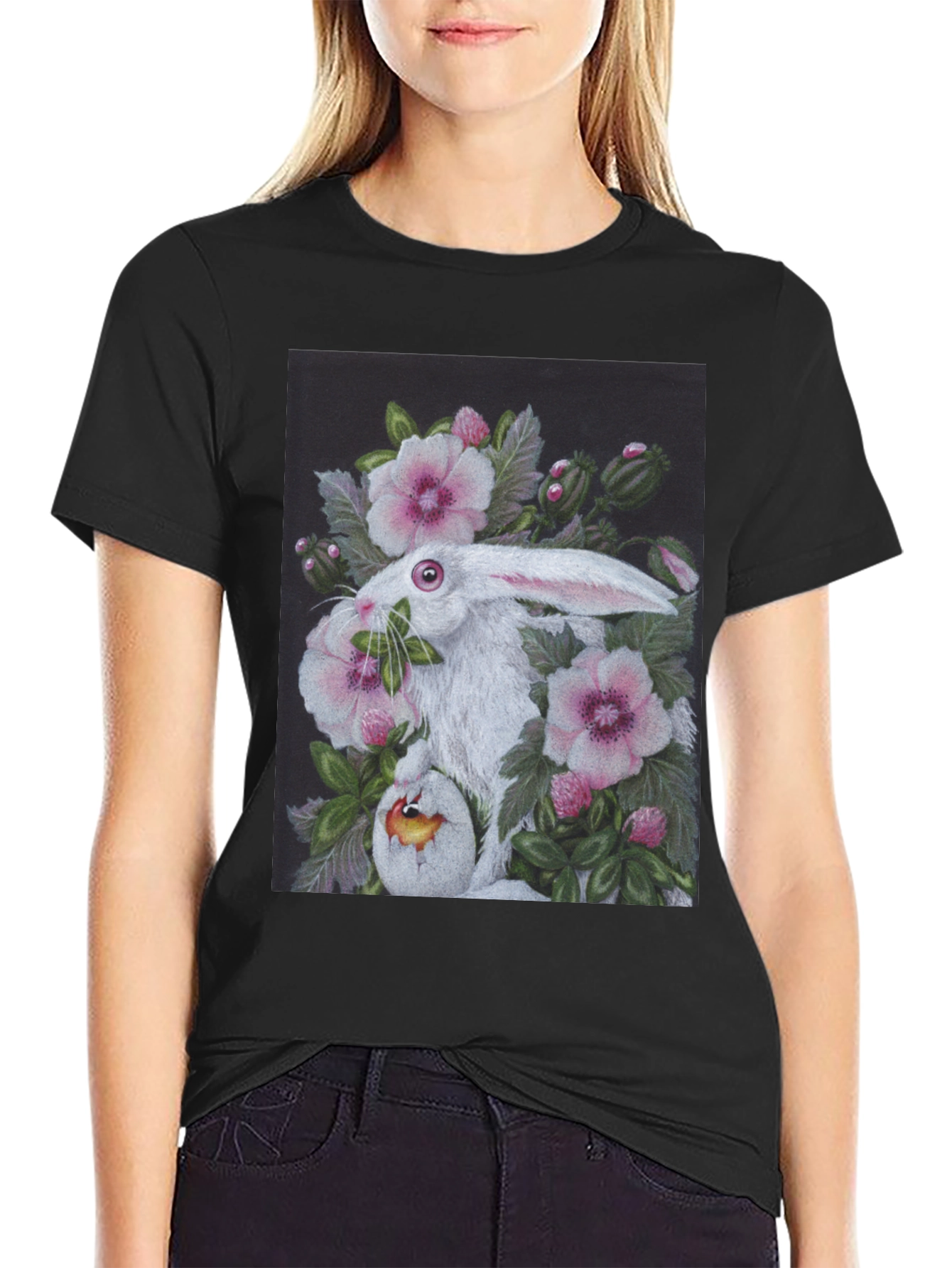 Floral Rabbit T-Shirt - Unique Easter Design