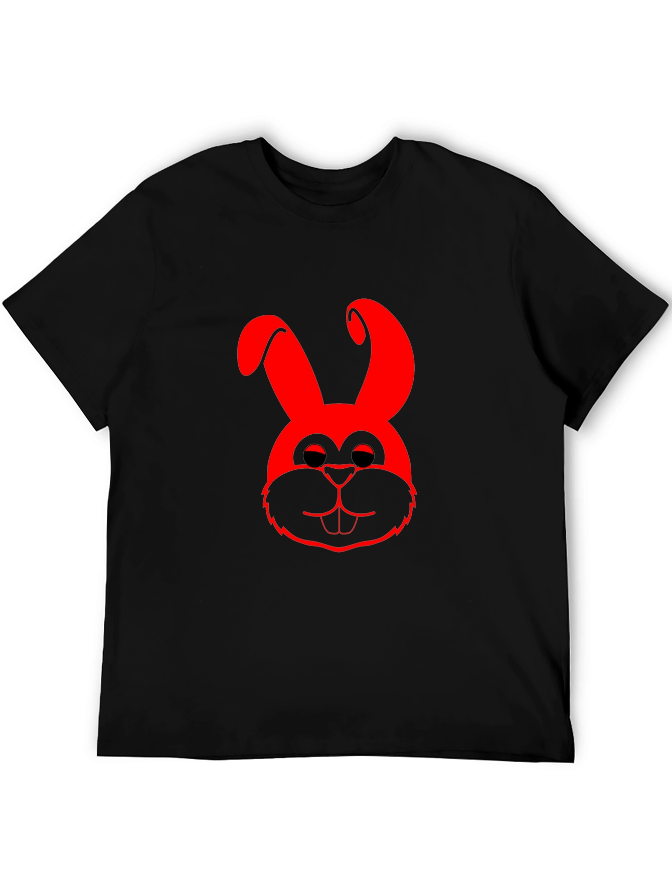 Red Bunny Graphic Black T-Shirt