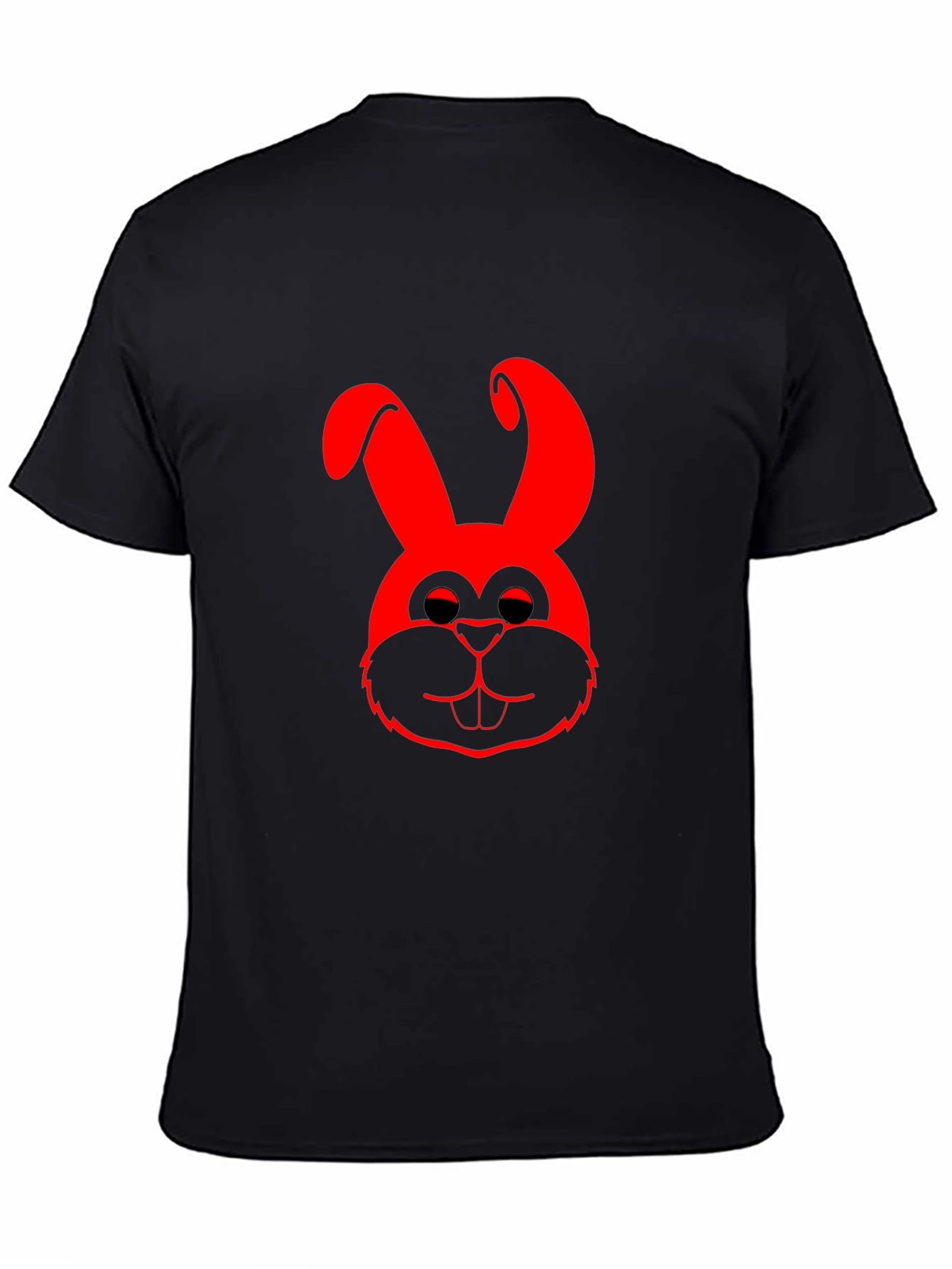 Red Bunny Graphic Black T-Shirt