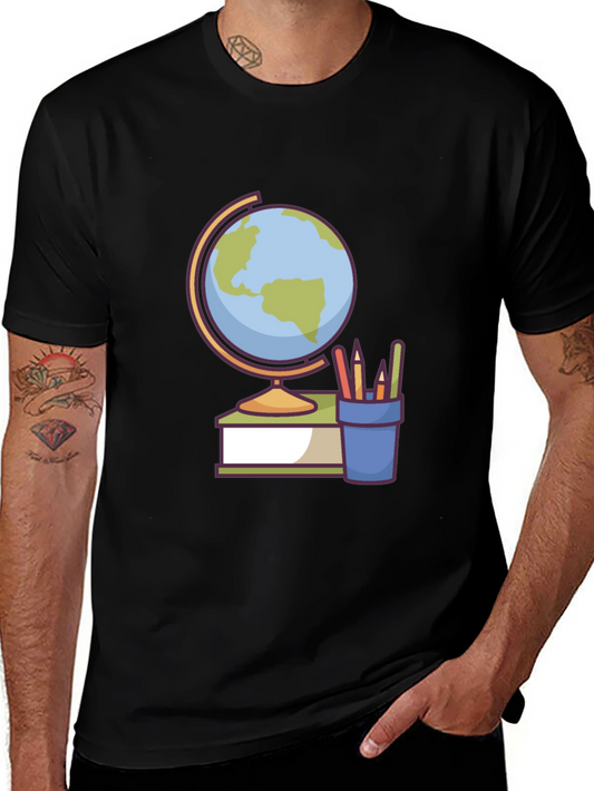 Globe and School Supplies Graphic Tee