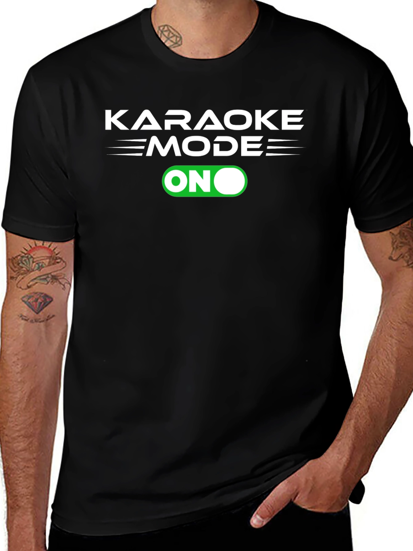 Karaoke Mode On Graphic Tee - Black Cotton T-Shirt