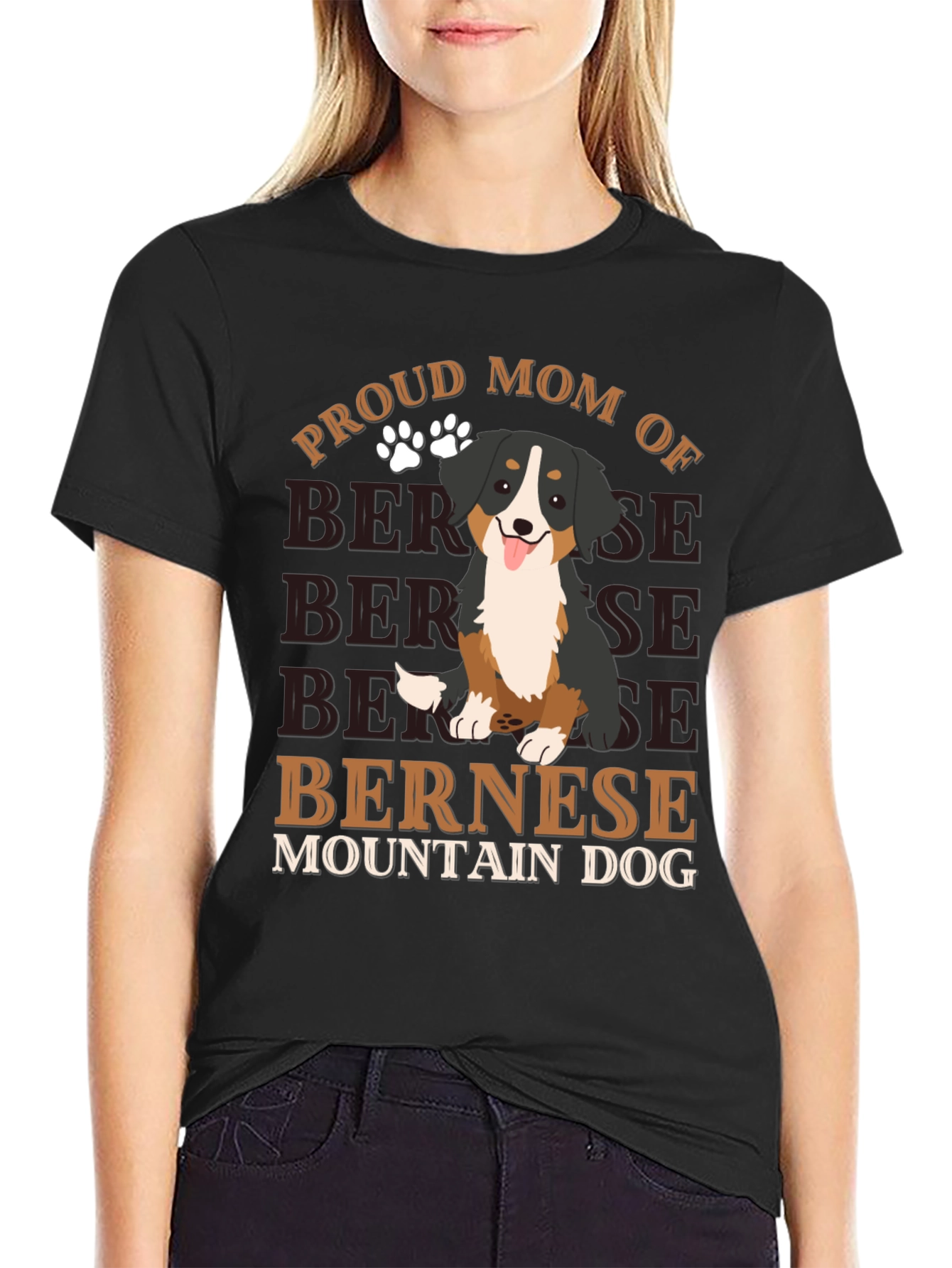 Proud Bernese Mountain Dog Mom Graphic T-Shirt