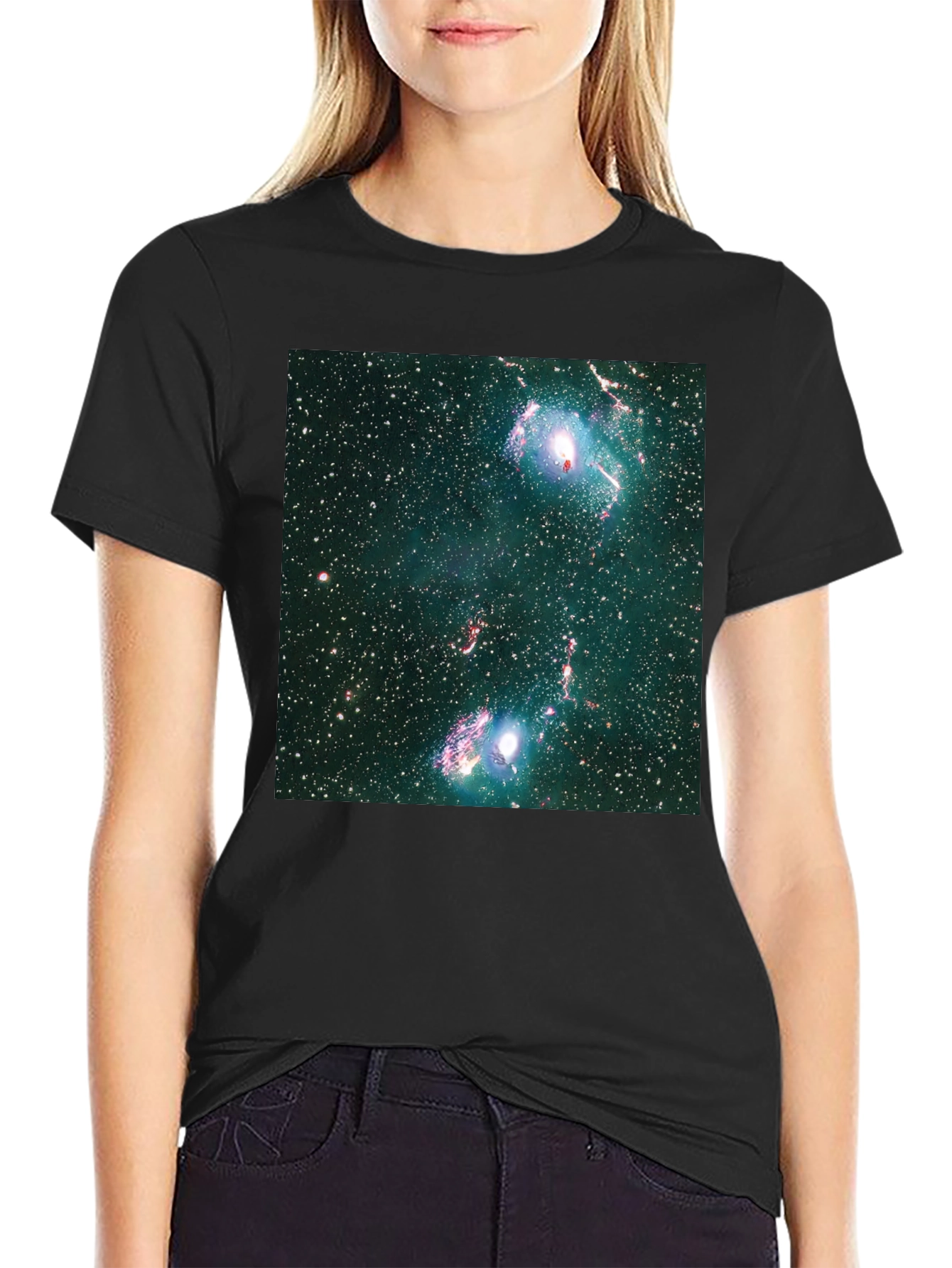 Nebula Print Black T-Shirt - Galaxy Style