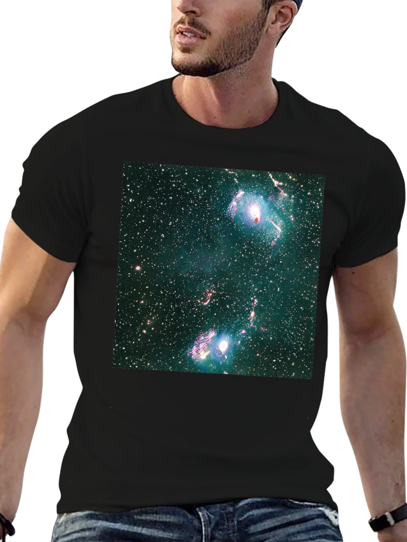 Nebula Print Black T-Shirt - Galaxy Style