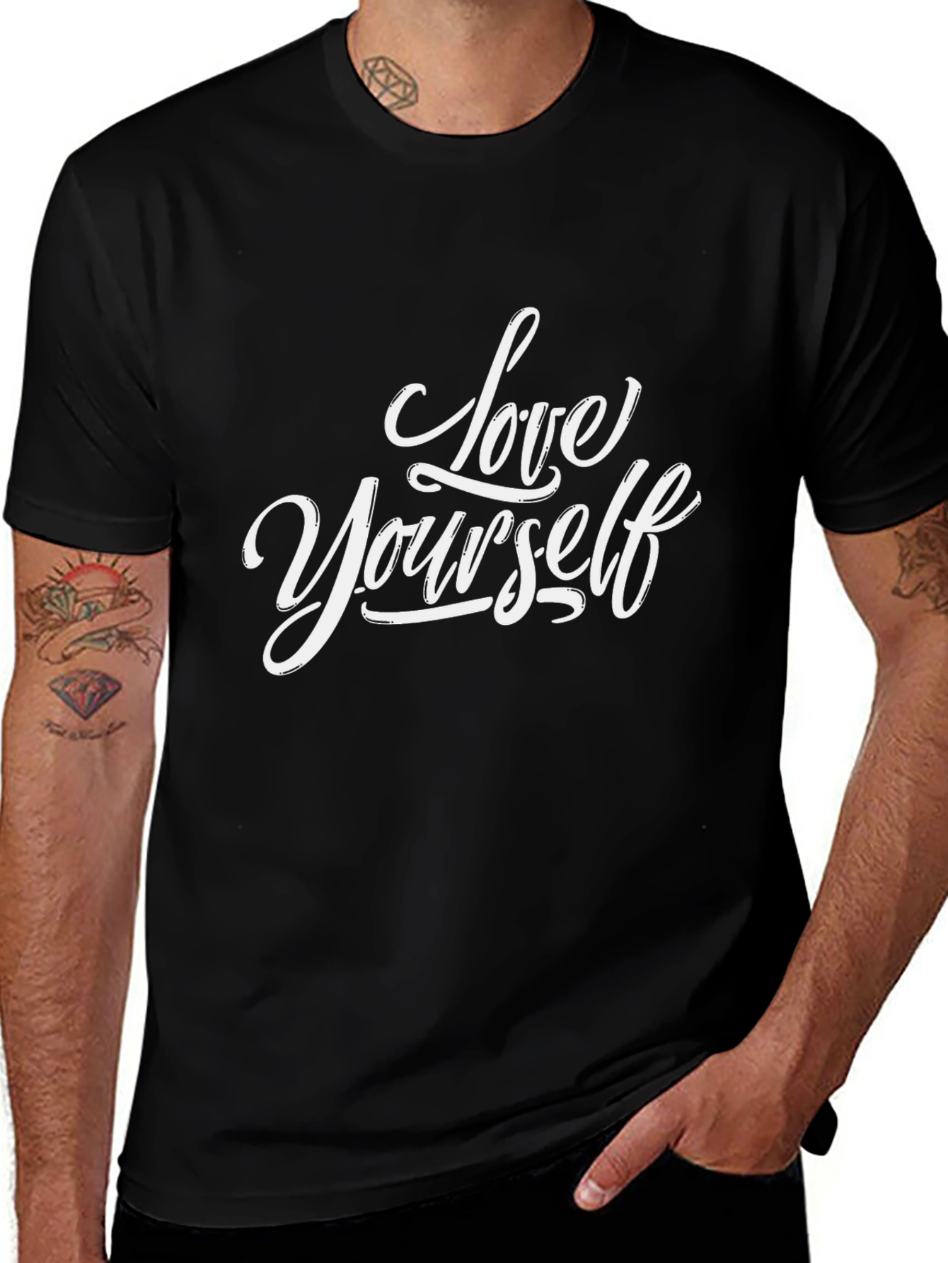 Love Yourself Graphic Tee - Black Cotton T-Shirt