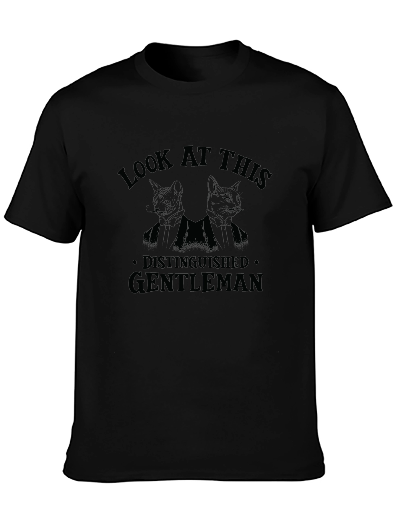 Distinguished Gentleman Cat Graphic Tee - Black