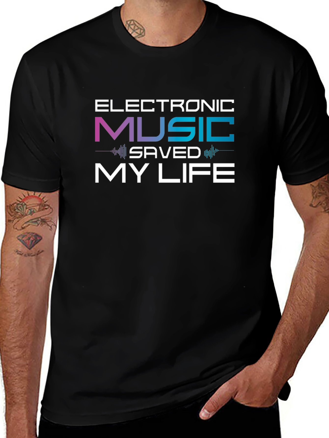 Electronic Music Saved My Life Black T-Shirt