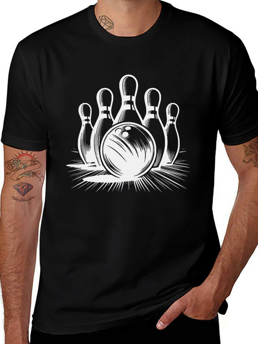 Bowling Strike Graphic T-Shirt - Black