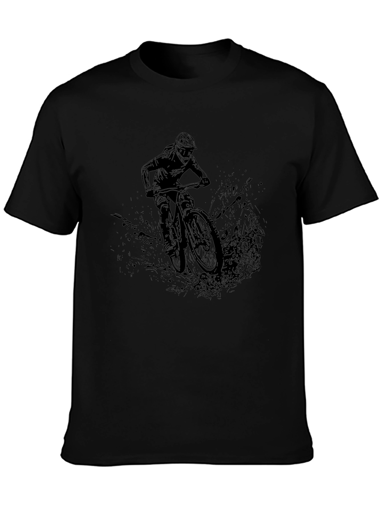 Mens Black Mountain Biker Graphic Tee