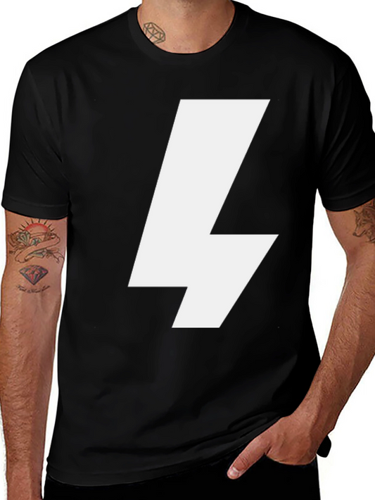 Bold Lightning Bolt Graphic Tee - Black