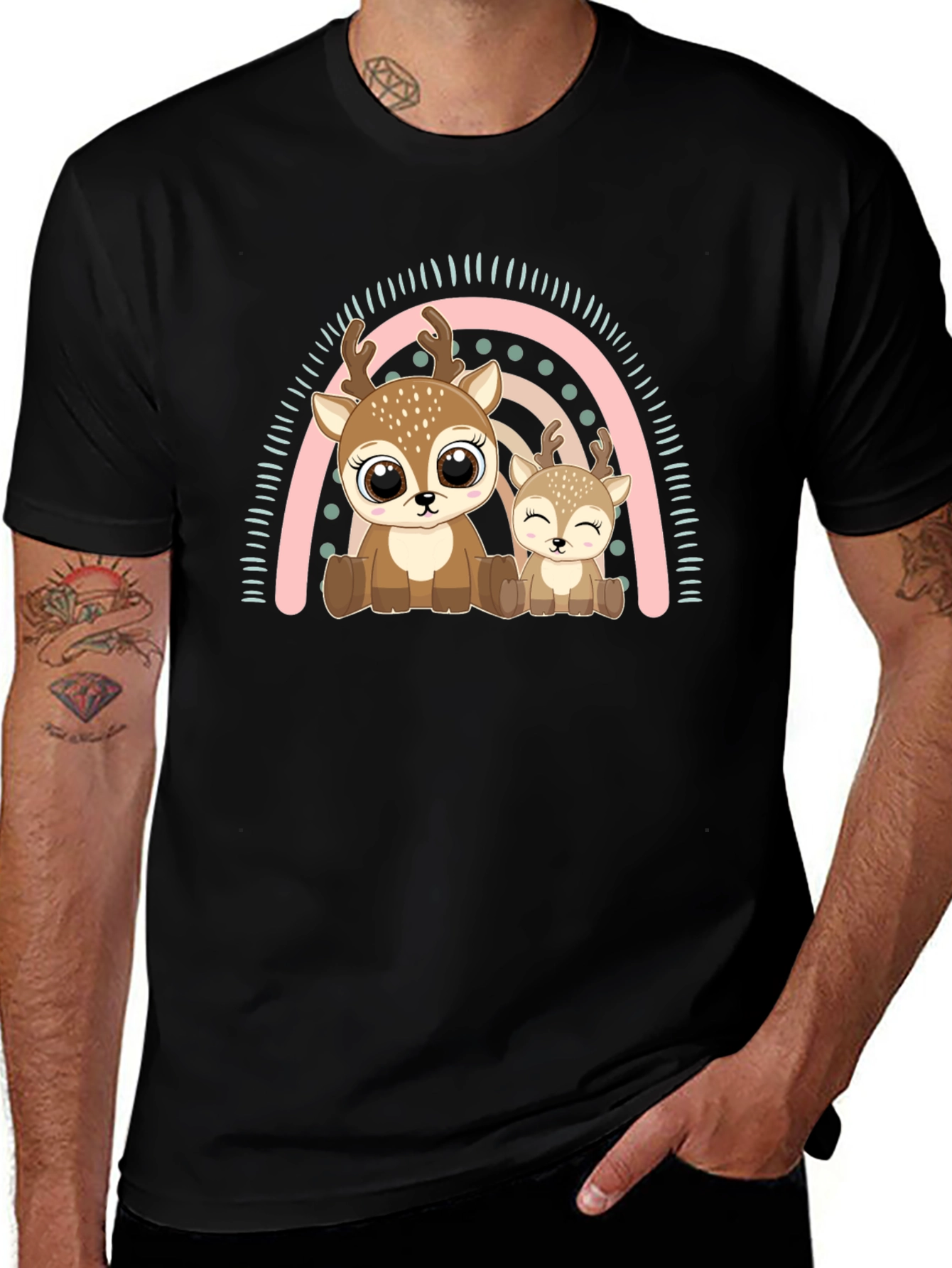 Cute Deer Rainbow Graphic Tee