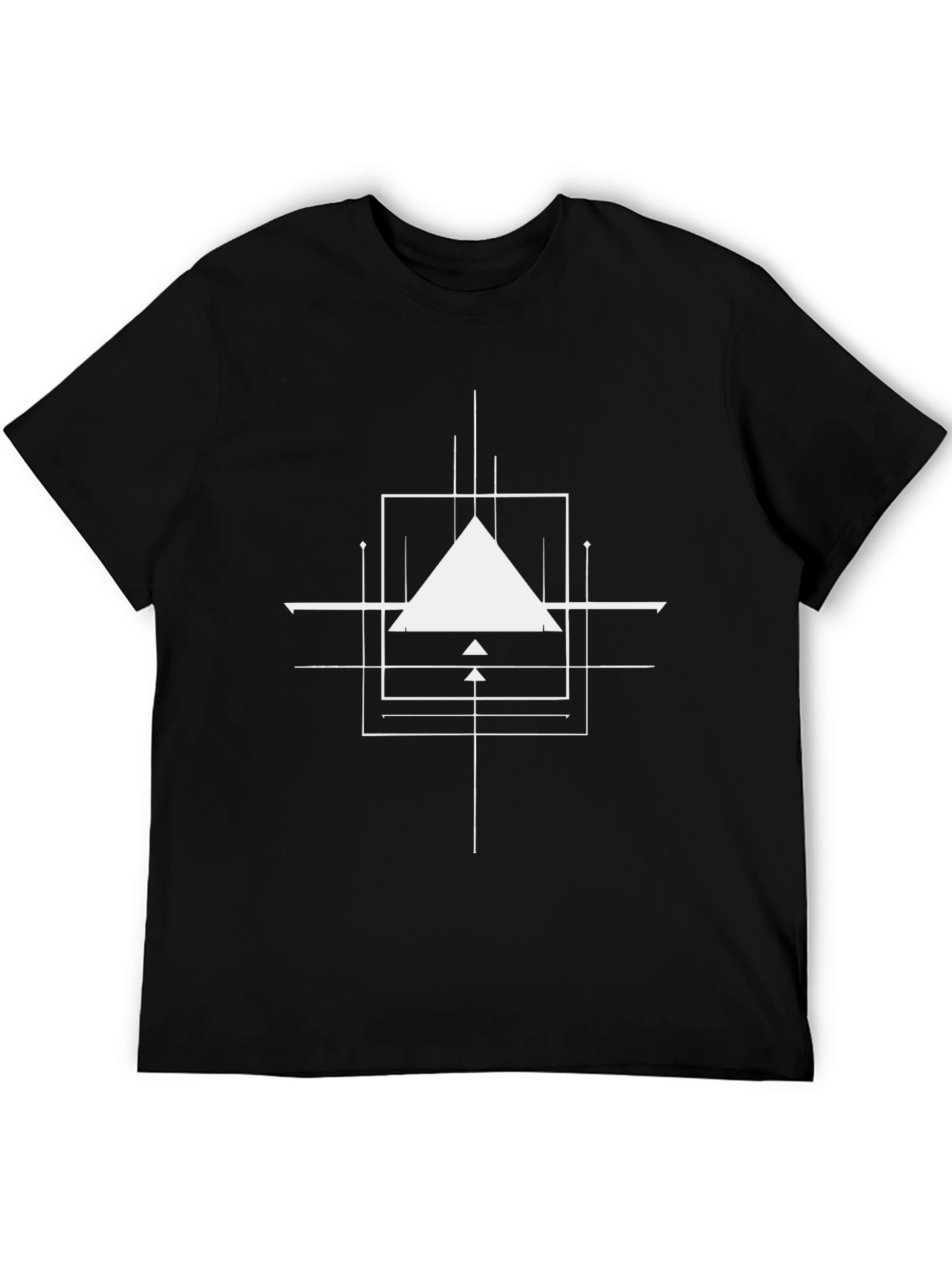 Geometric Design Black Cotton T-Shirt