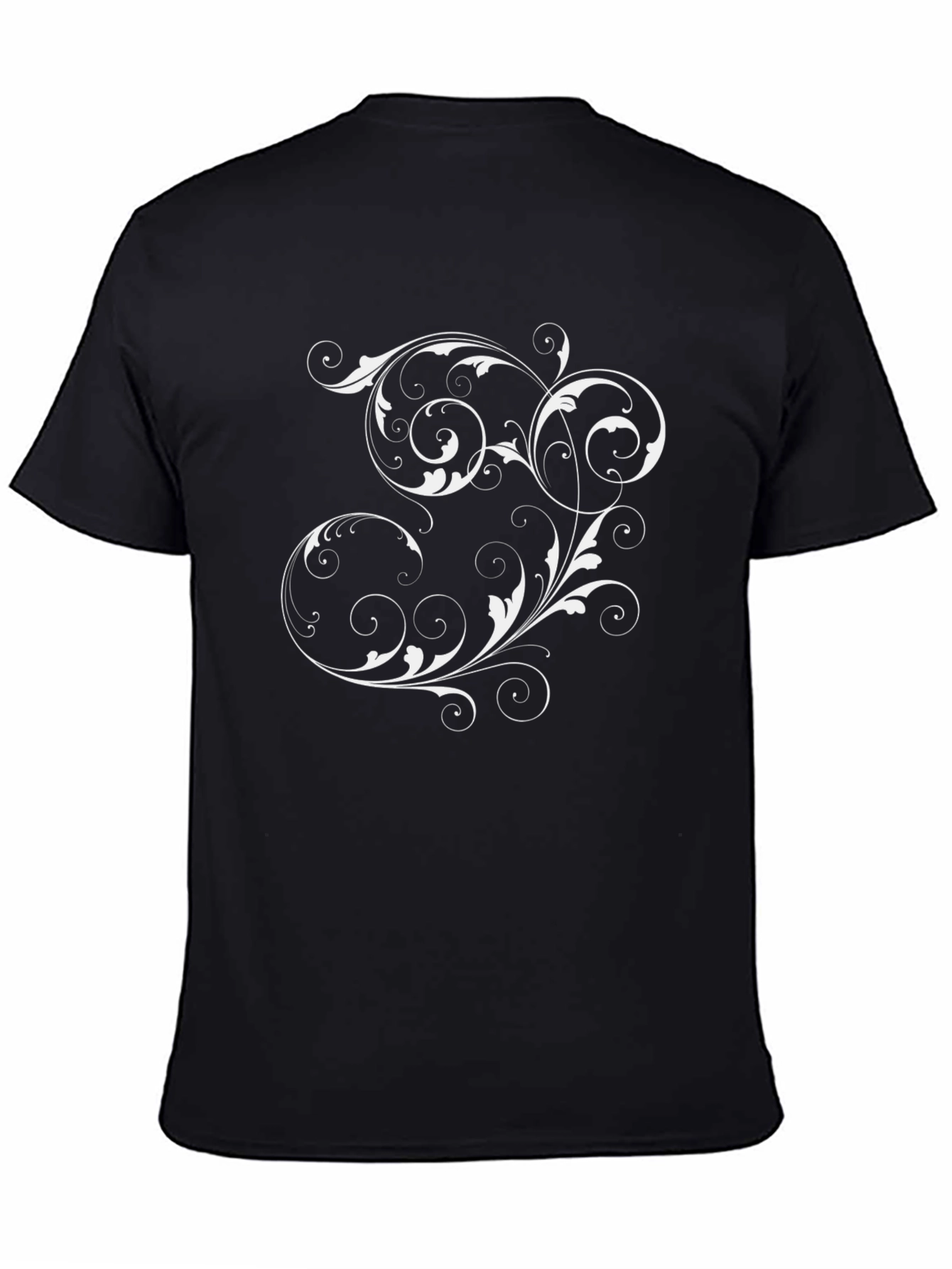 Elegant Swirl Graphic Tee - Black Cotton Comfort