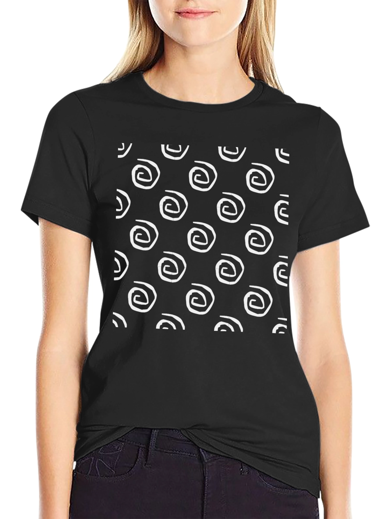 Swirl Pattern Black T-Shirt