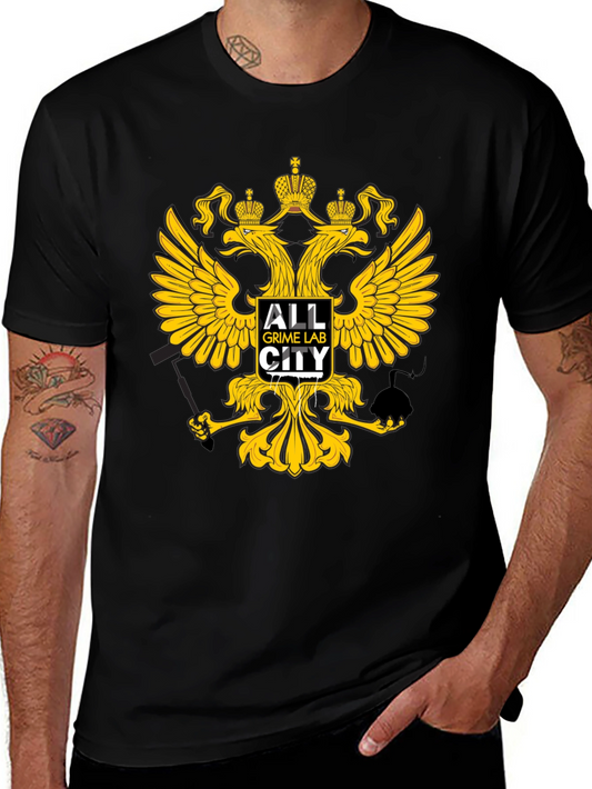 Black T-Shirt with Eagle Crown Graphic