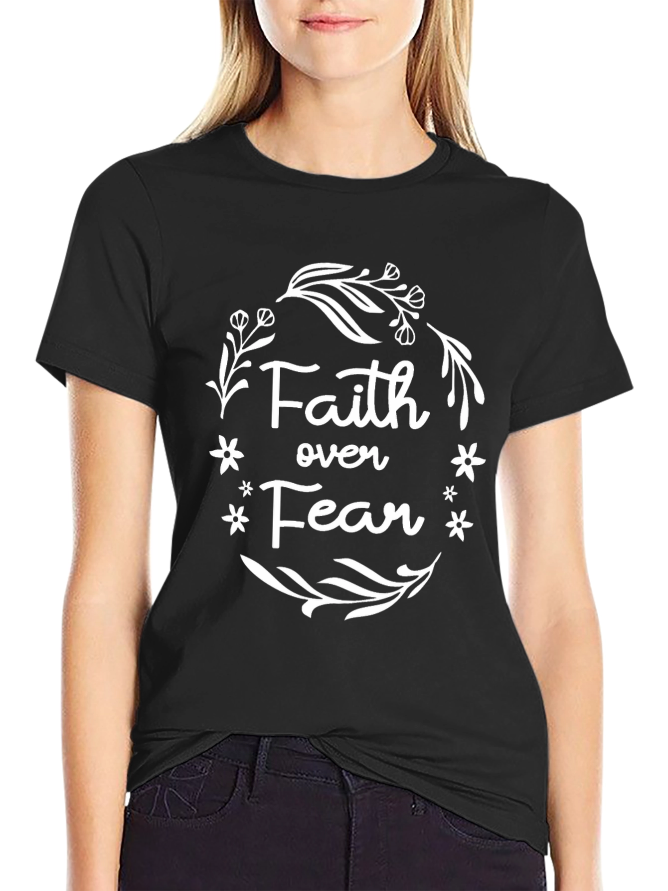Faith Over Fear Graphic Tee - Black Cotton T-Shirt