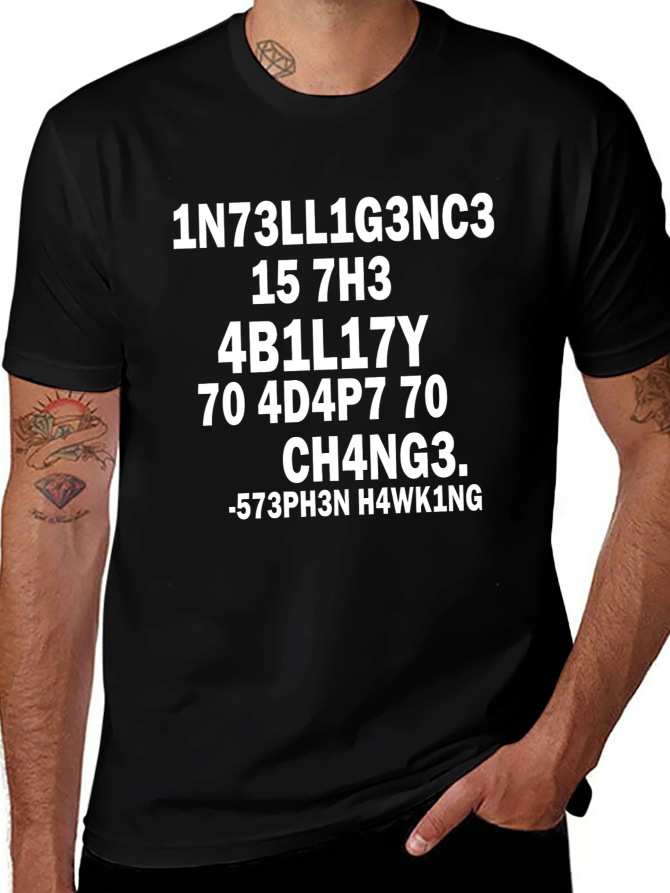 Intelligence Stephen Hawking Code Black T-Shirt