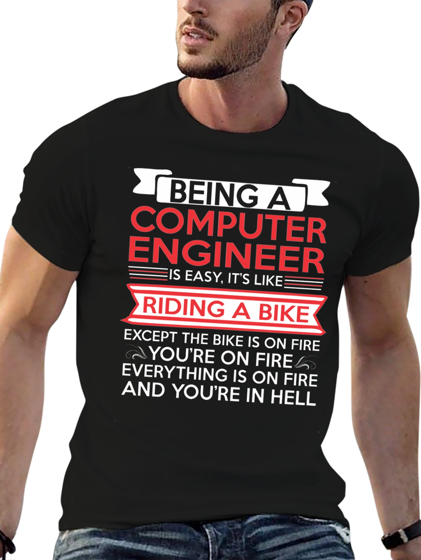 Computer Engineer Bike Fire T-Shirt