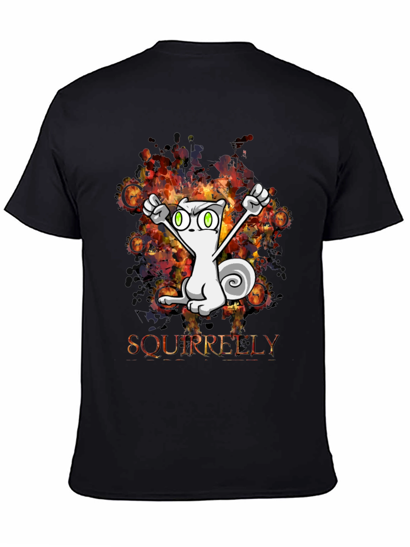 Squirrelly Cartoon Graphic Black T-Shirt
