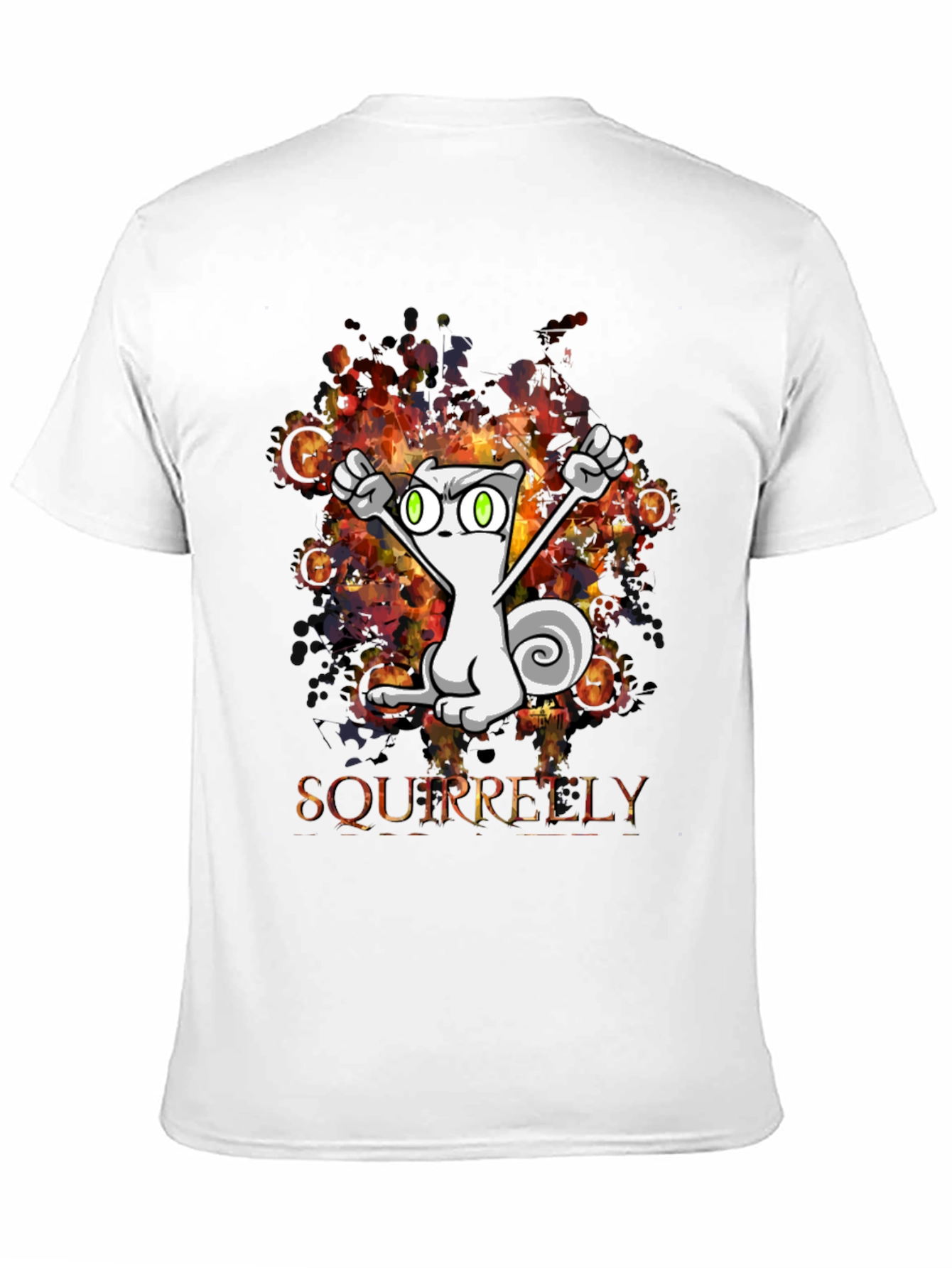 Squirrelly Cartoon Graphic Black T-Shirt