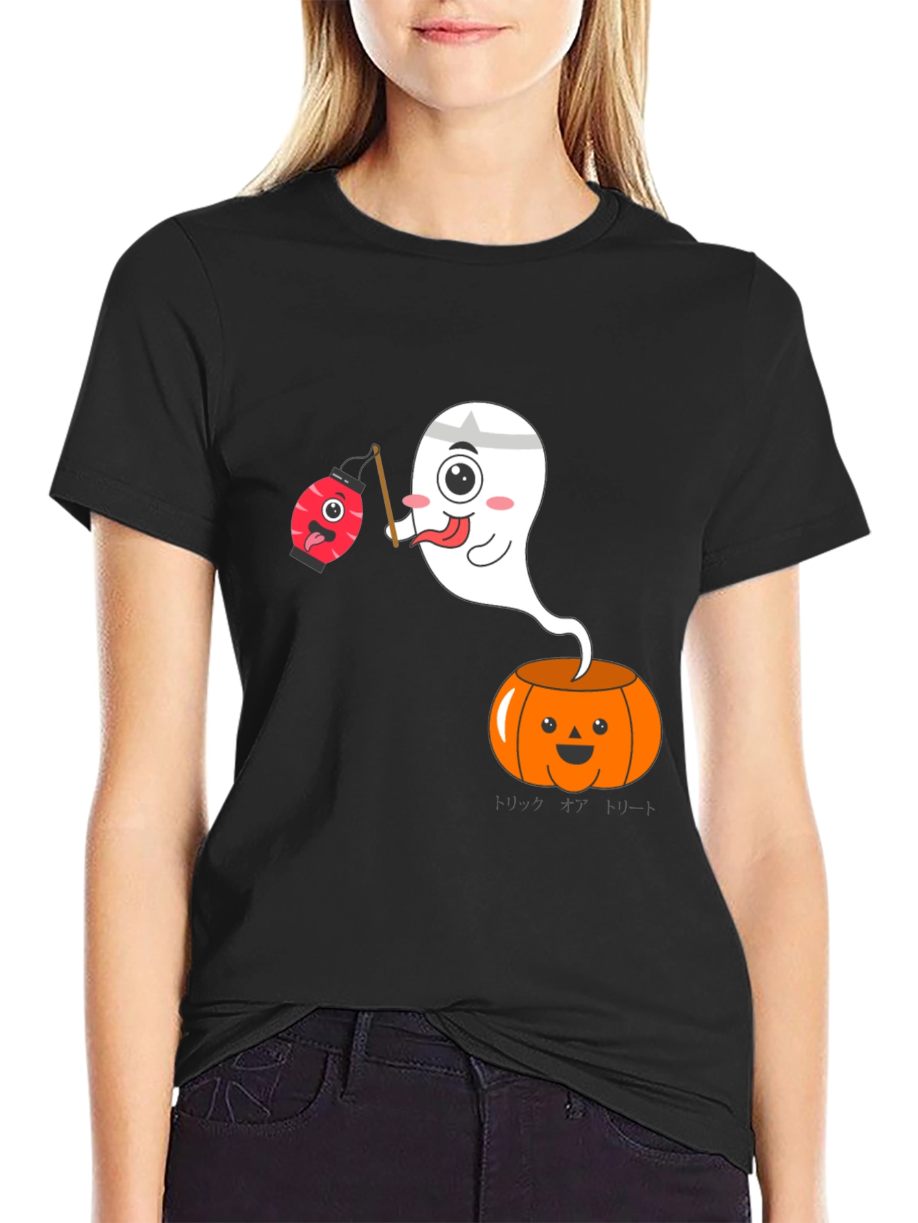 Halloween Ghost Pumpkin Graphic Tee