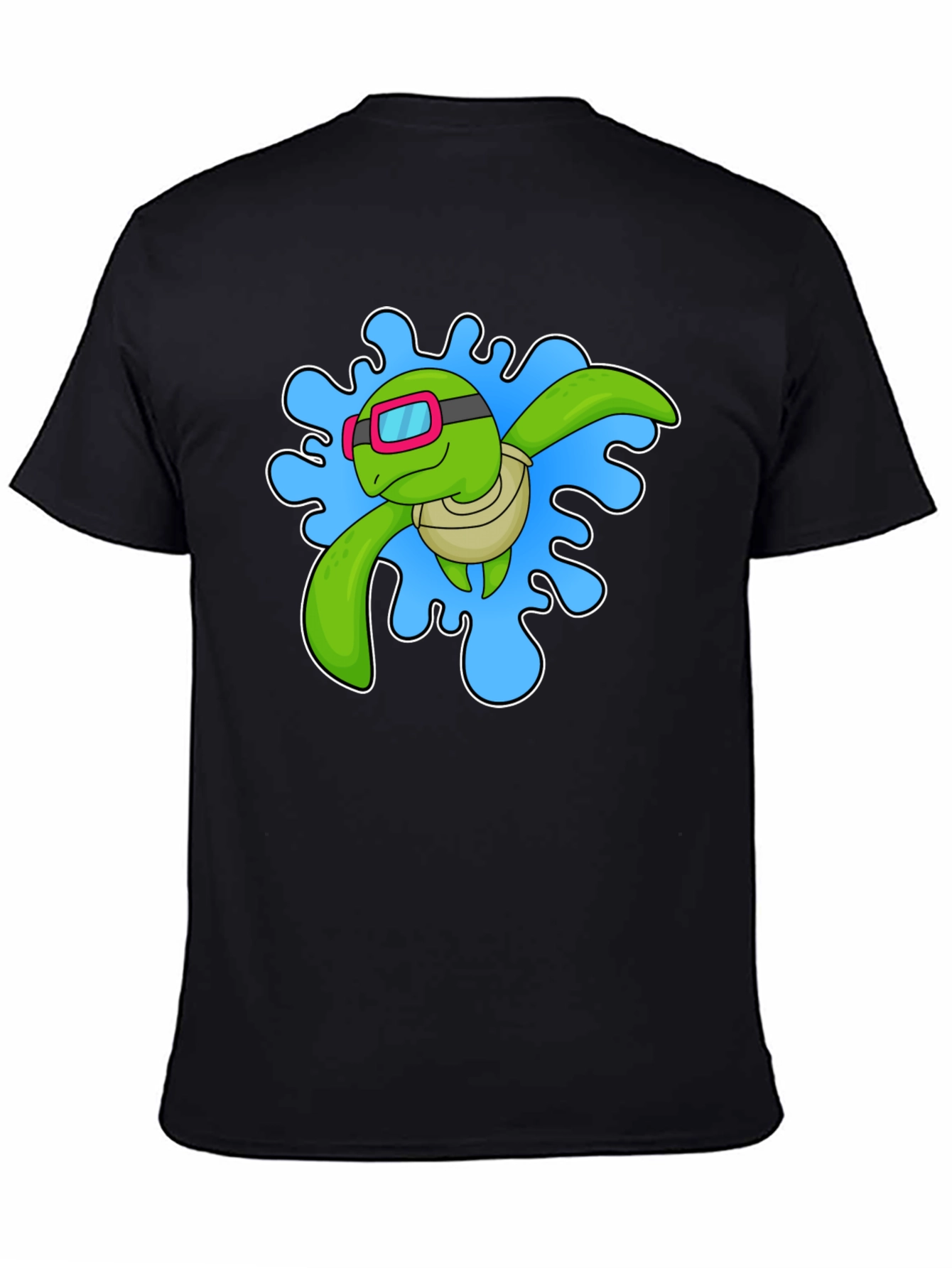 Turtle Swimmer Graphic T-Shirt - Black