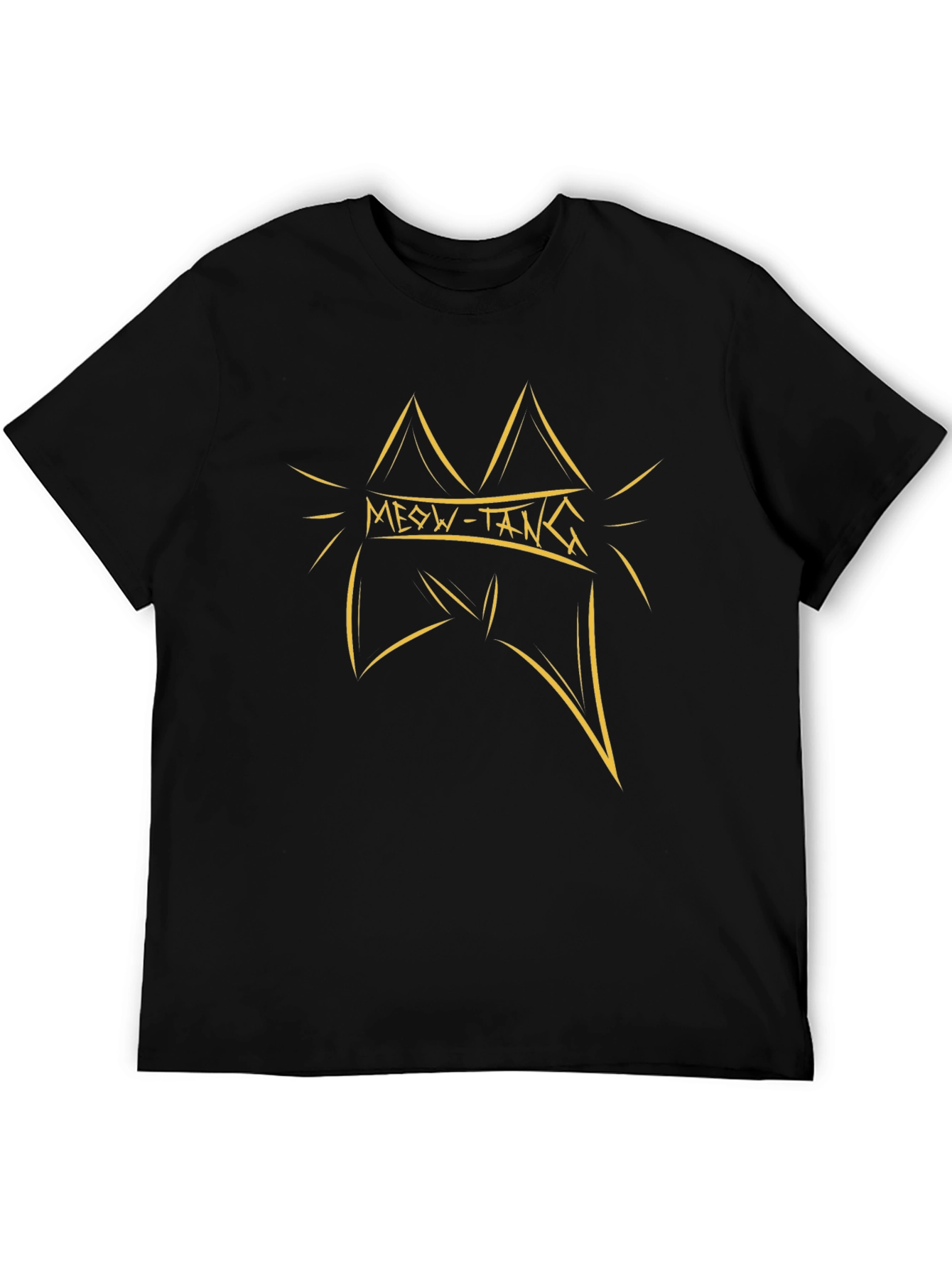 Meow-Tang Black T-Shirt: Cool Cat Design