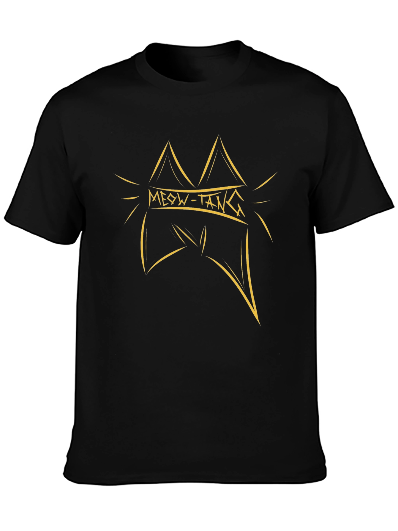 Meow-Tang Black T-Shirt: Cool Cat Design