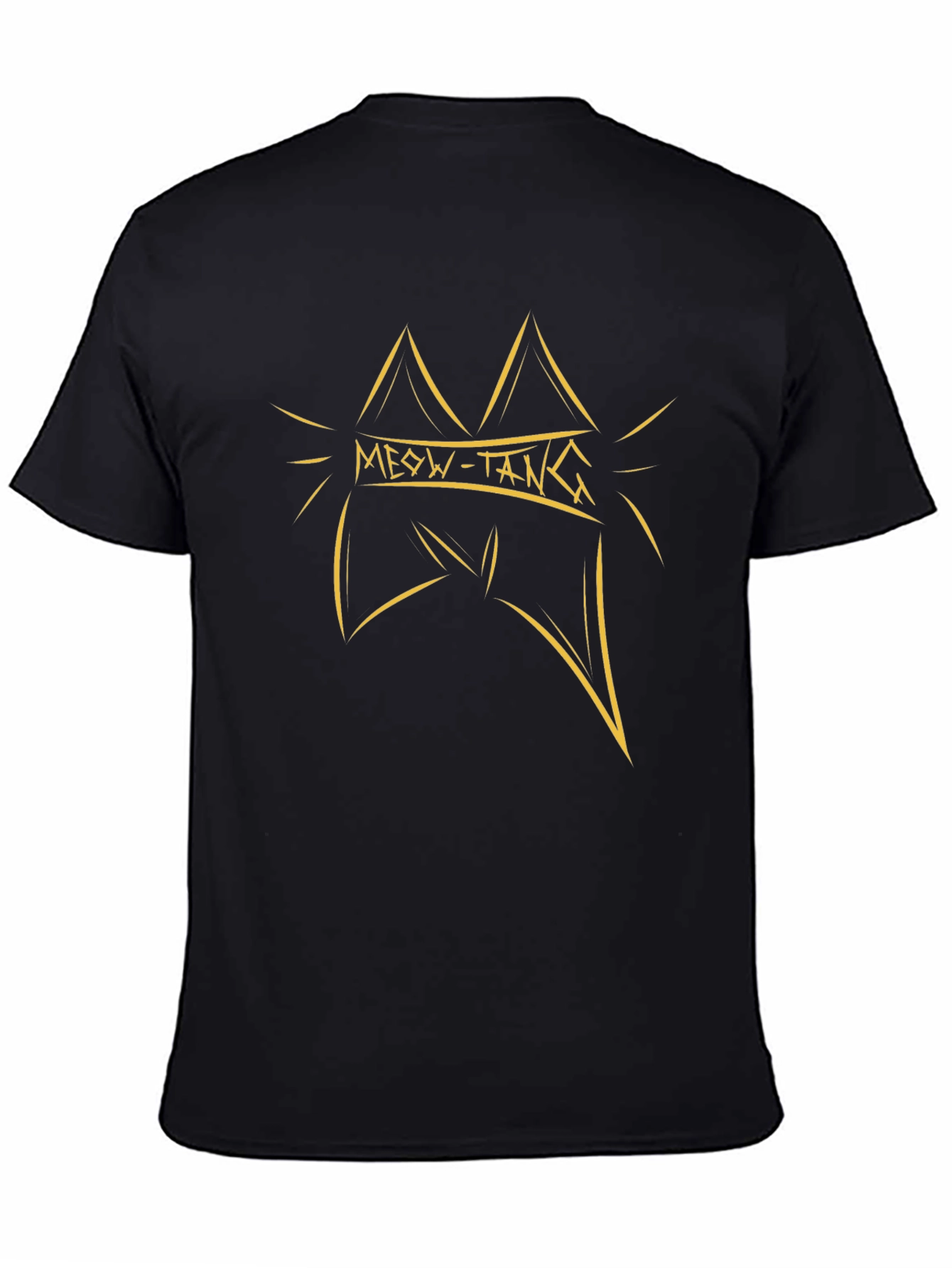 Meow-Tang Black T-Shirt: Cool Cat Design