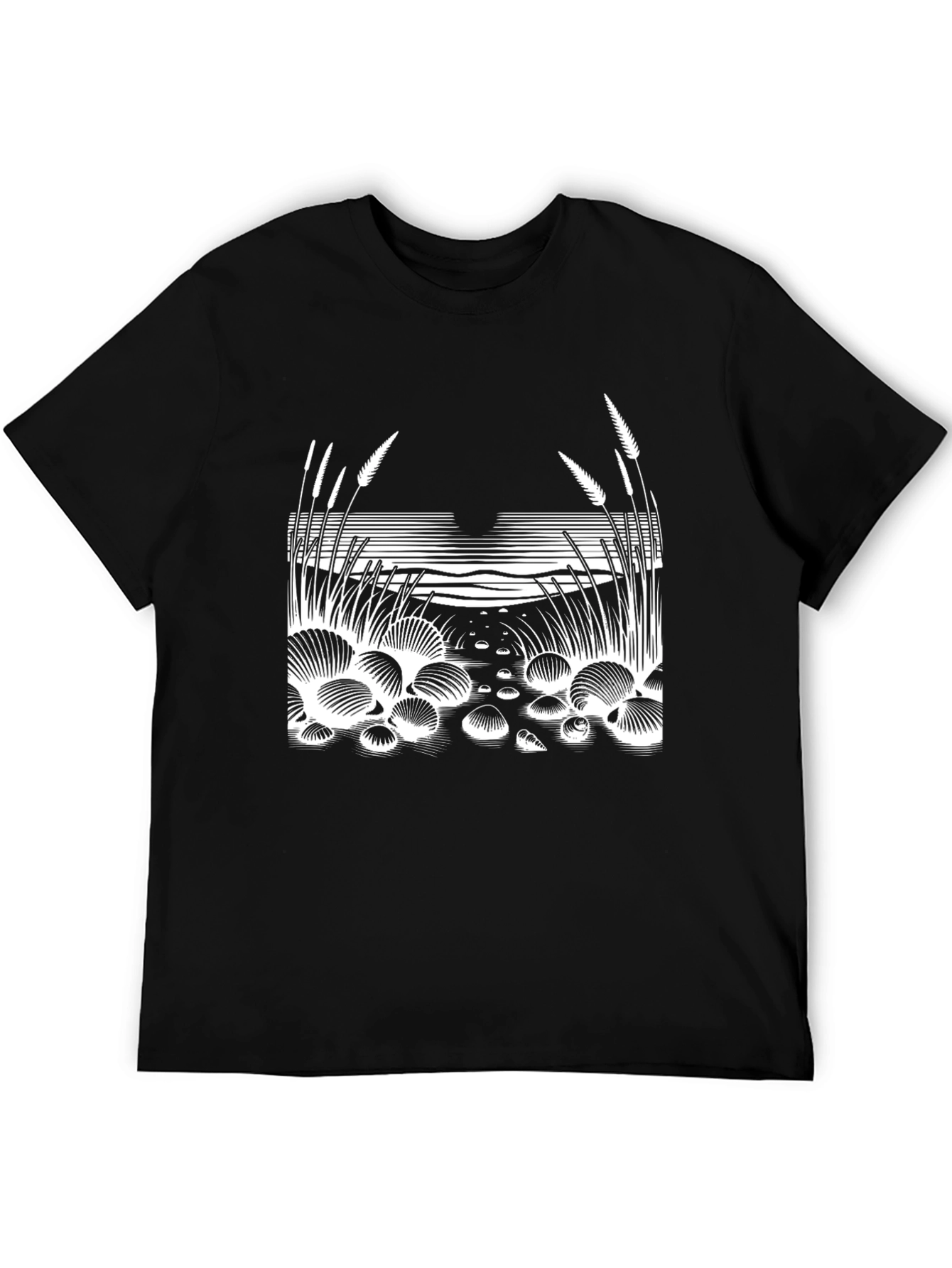Nature Scene Graphic Tee - Stylish Black T-Shirt