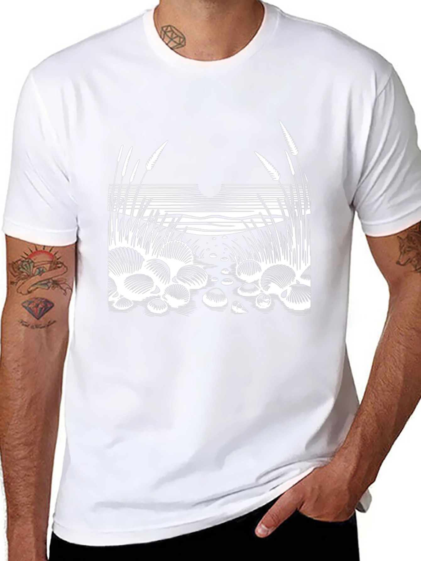 Nature Scene Graphic Tee - Stylish Black T-Shirt