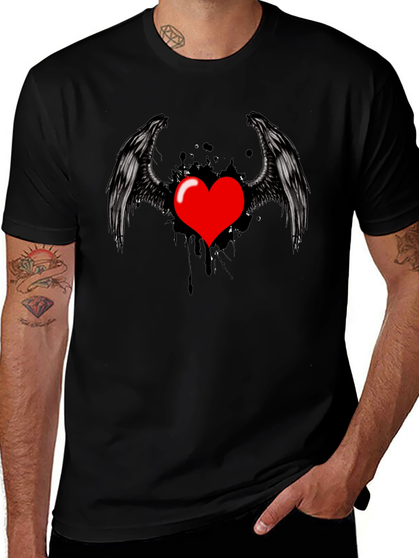 Winged Heart Graphic Tee - Black