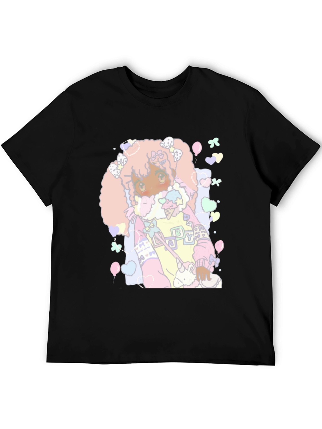 Kawaii Anime Graphic Tee - Pastel Goth Style