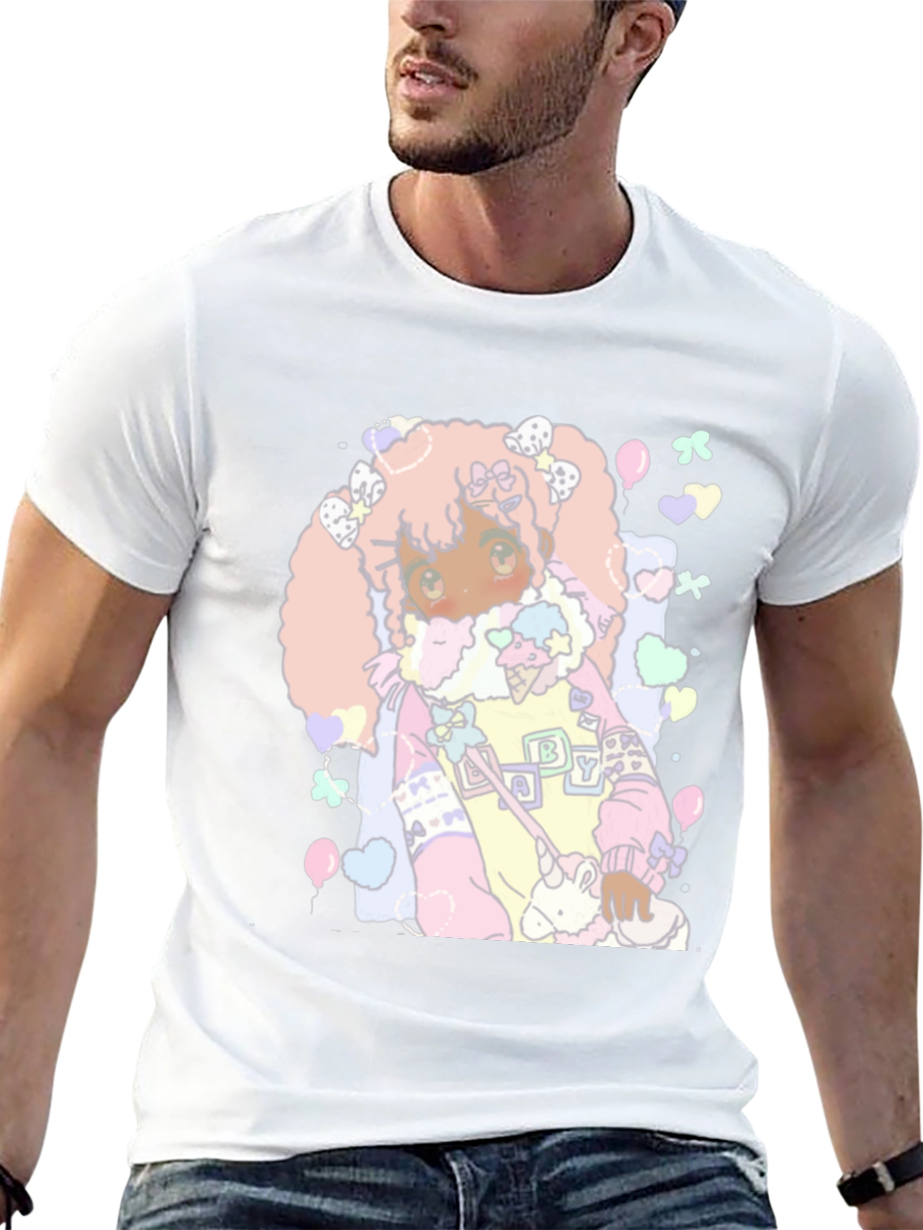 Kawaii Anime Graphic Tee - Pastel Goth Style