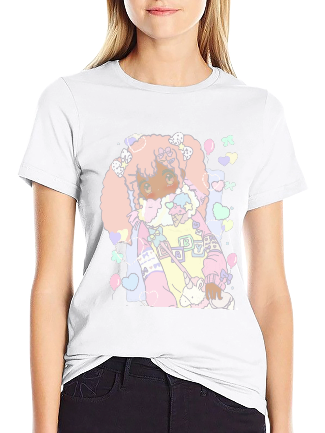 Kawaii Anime Graphic Tee - Pastel Goth Style
