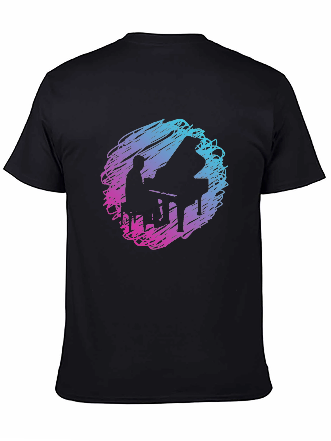 Piano Player Graphic Tee - Abstract Scribble Design