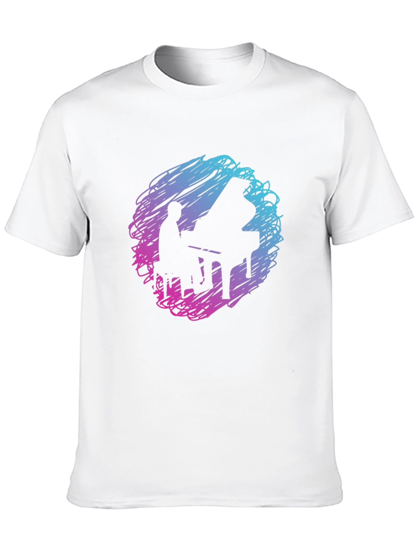 Piano Player Graphic Tee - Abstract Scribble Design