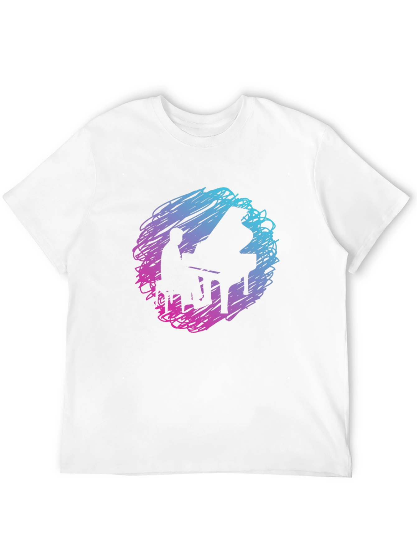 Piano Player Graphic Tee - Abstract Scribble Design