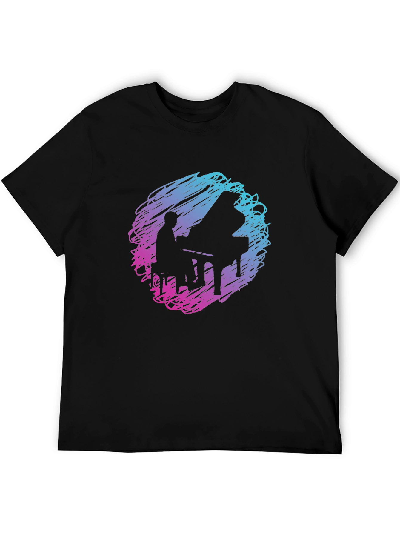 Piano Player Graphic Tee - Abstract Scribble Design