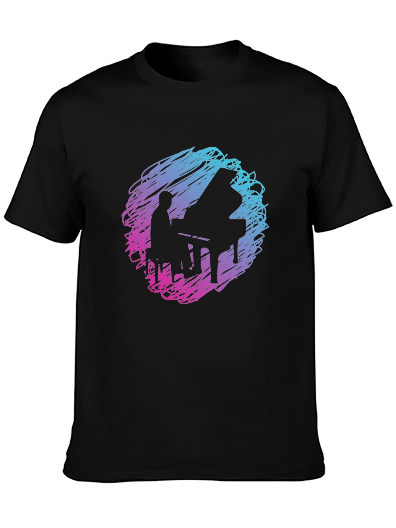 Piano Player Graphic Tee - Abstract Scribble Design
