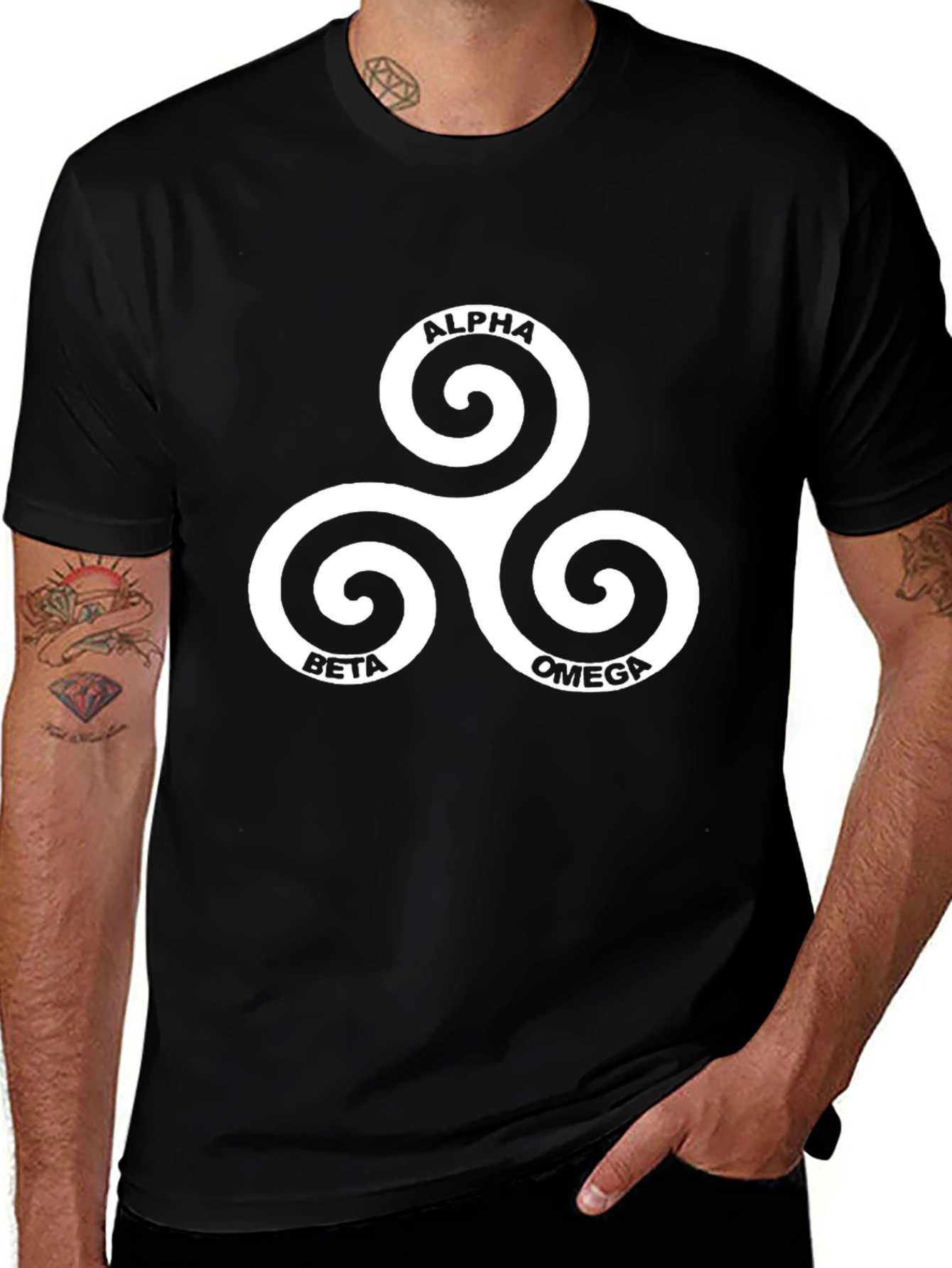 Alpha Beta Omega Spiral Tee - Black