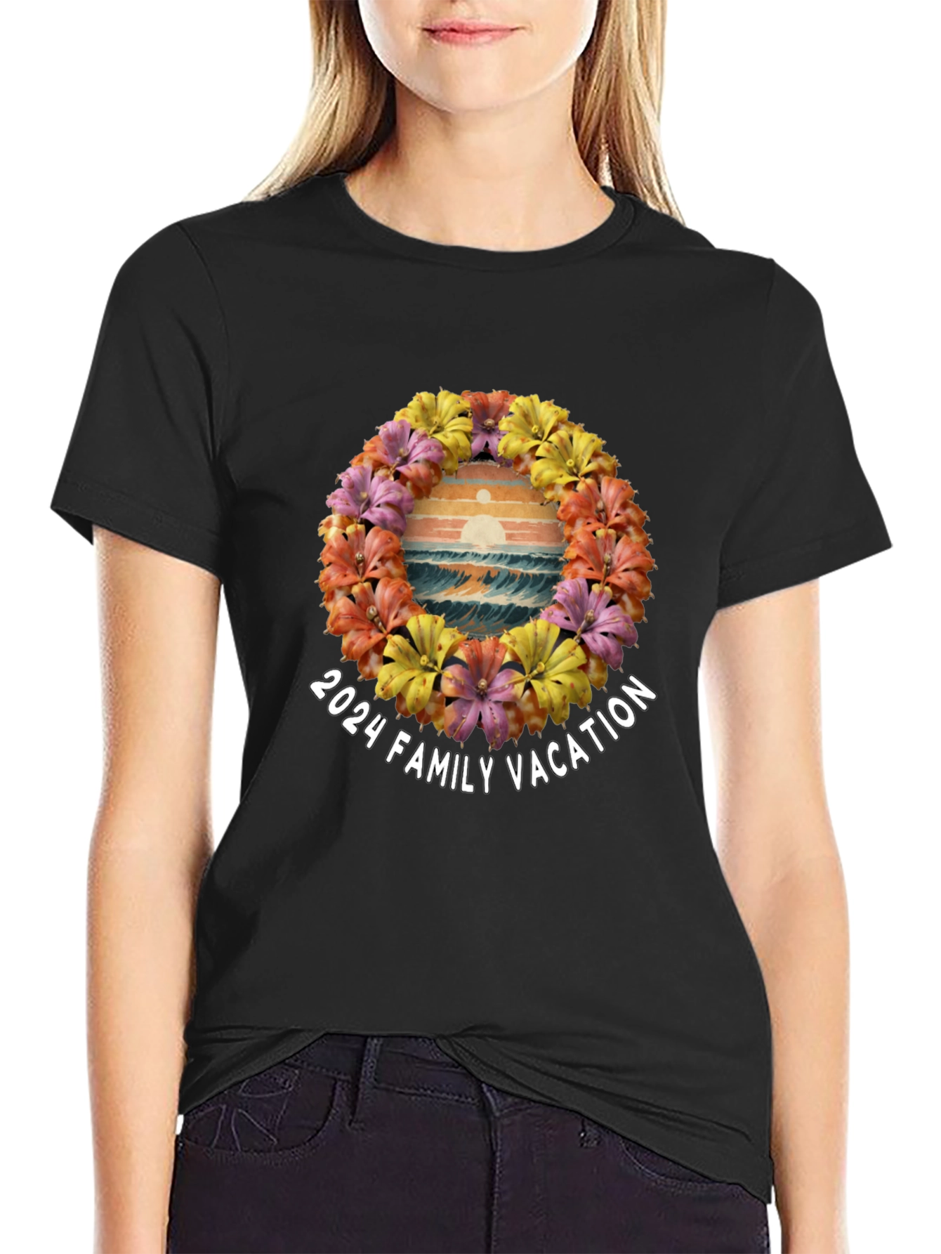 2024 Family Vacation Floral Beach T-Shirt