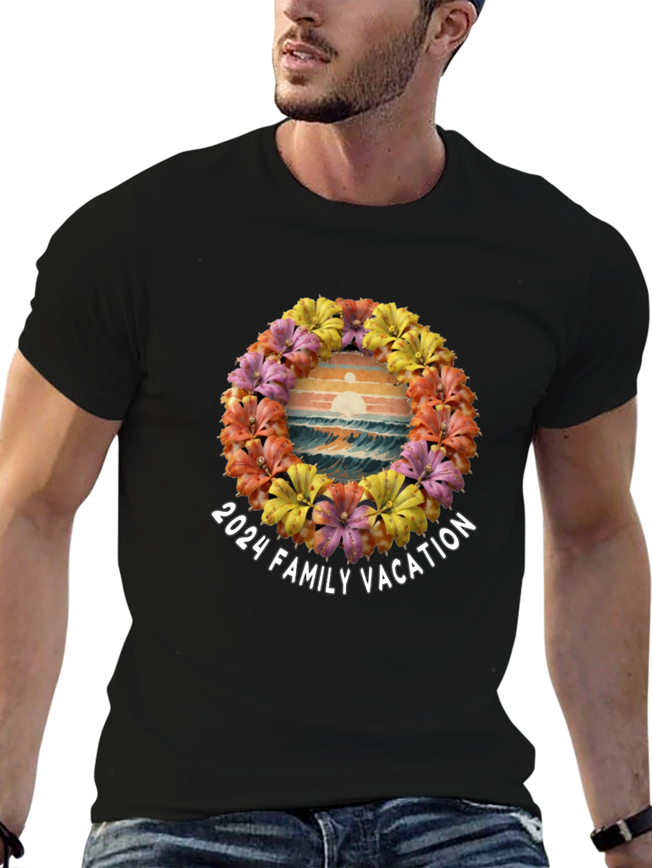 2024 Family Vacation Floral Beach T-Shirt