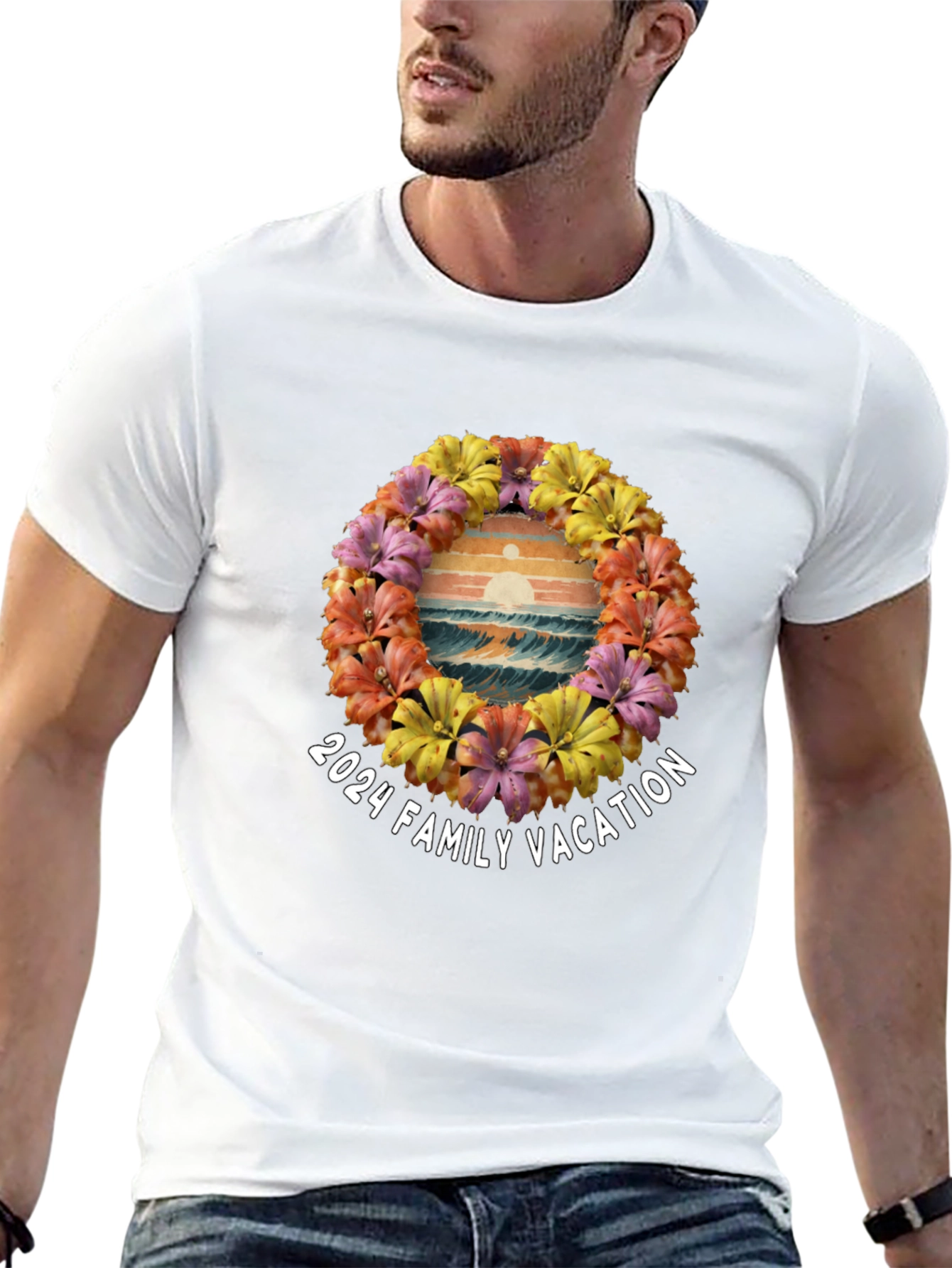 2024 Family Vacation Floral Beach T-Shirt