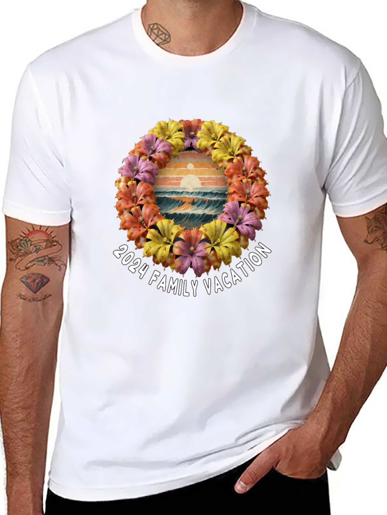 2024 Family Vacation Floral Beach T-Shirt
