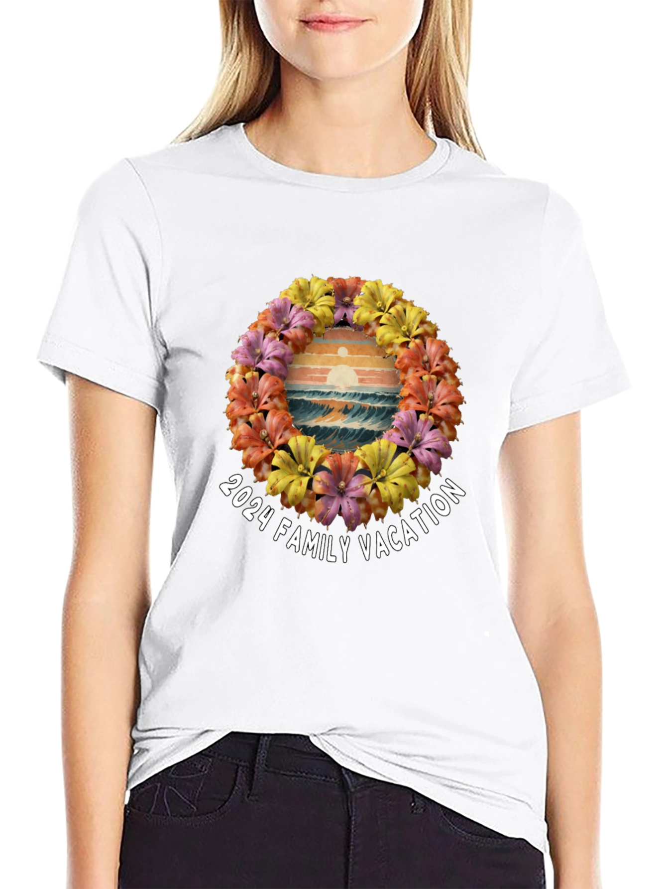 2024 Family Vacation Floral Beach T-Shirt