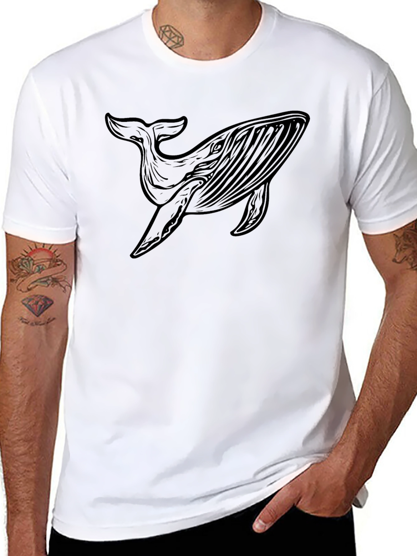 Whale Graphic Tee - Black