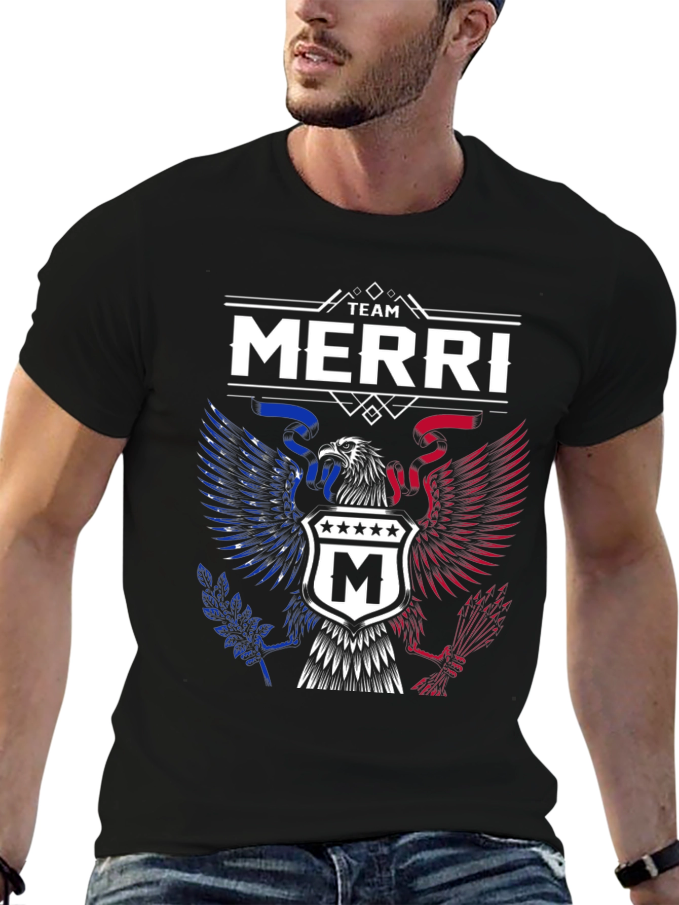 Team Merri Eagle Graphic Black T-Shirt