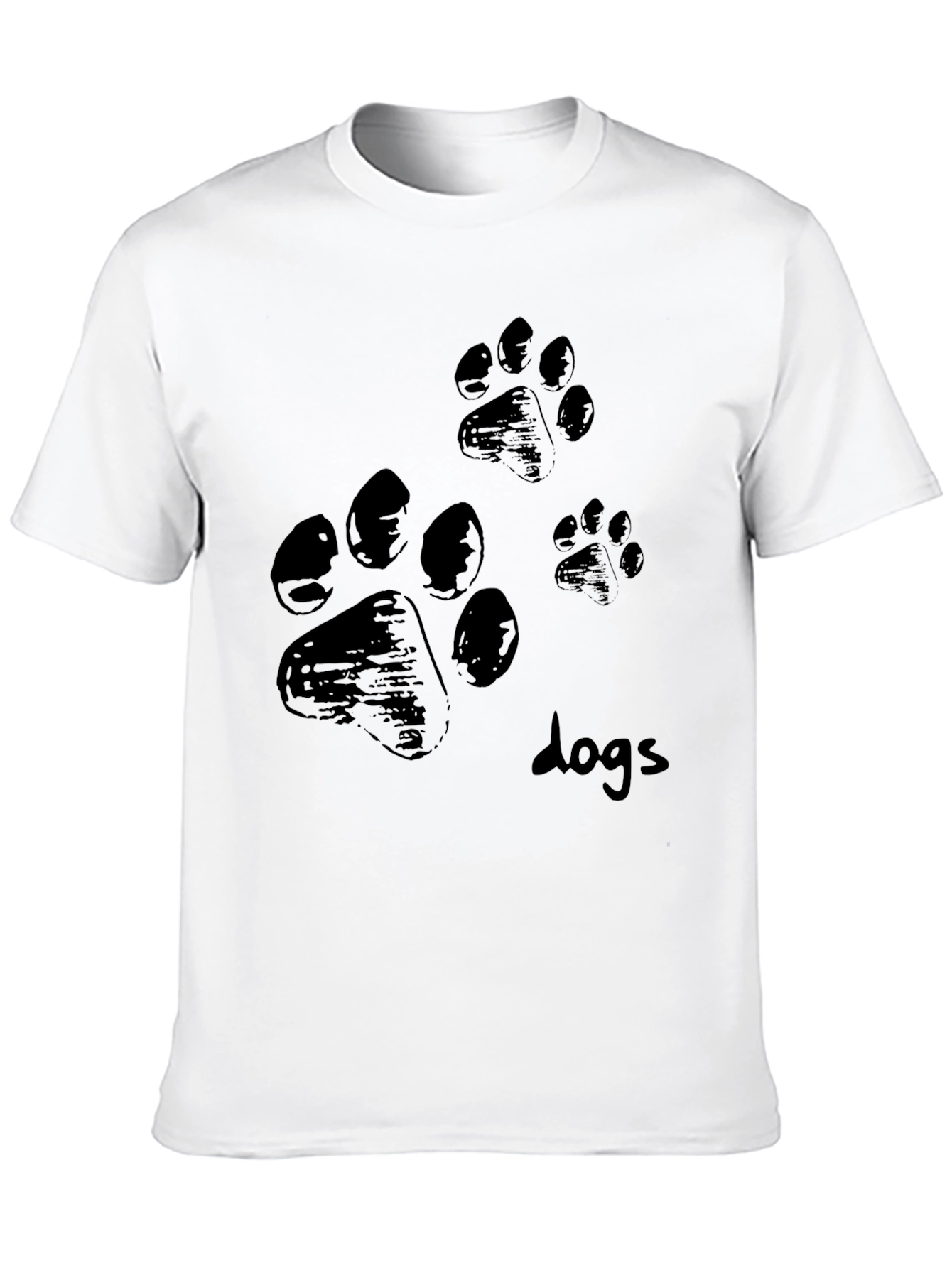 Mens Black T-Shirt with Paw Prints