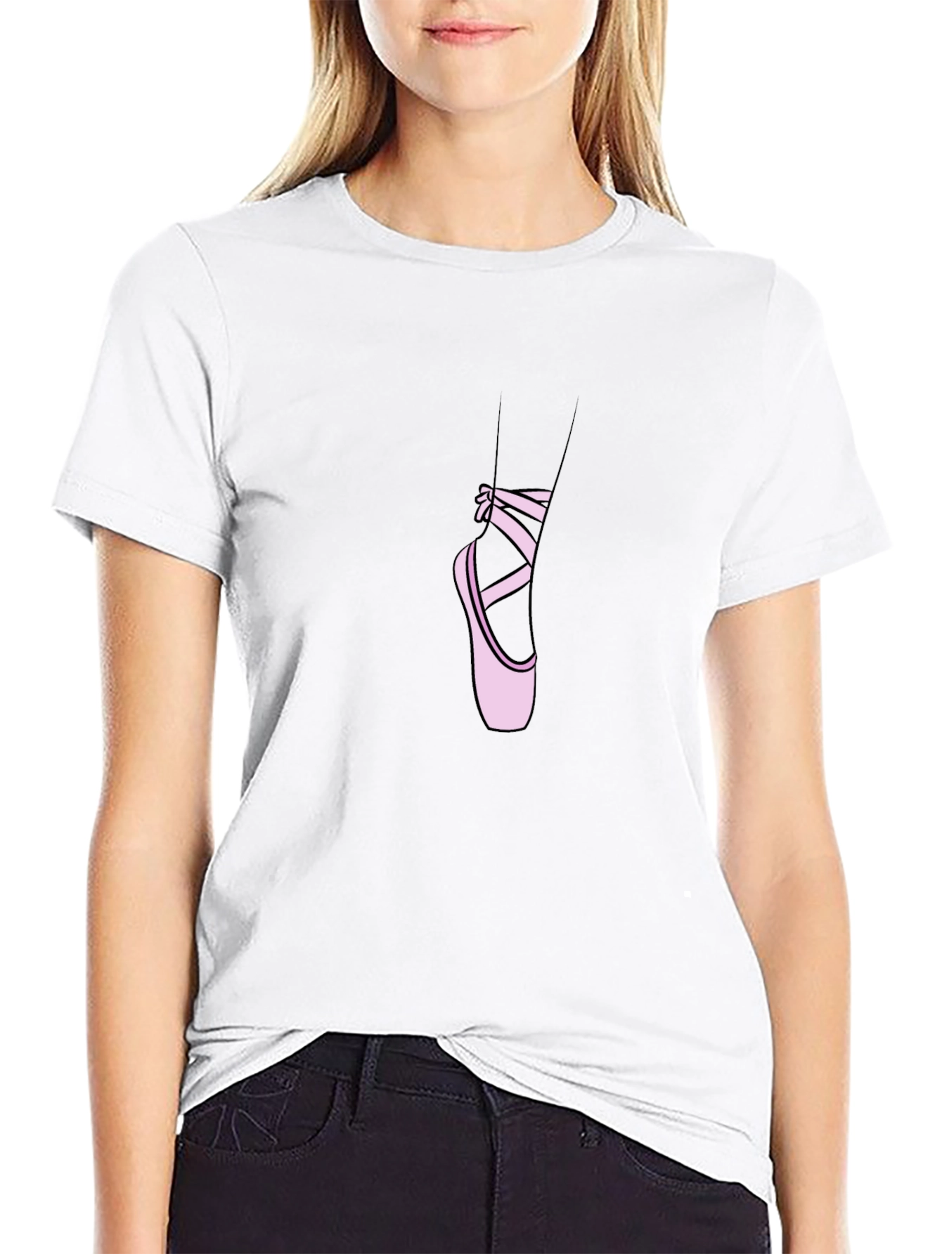 Ballet Shoe Graphic Tee - Stylish Dancer T-Shirt